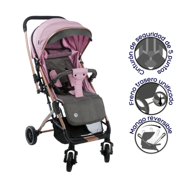 COCHE MALETA TURIN EB137 ROSADO EBABY