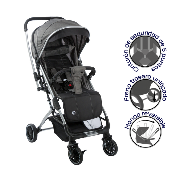 COCHE MALETA TURIN EB137 GRIS OSCURO EBABY