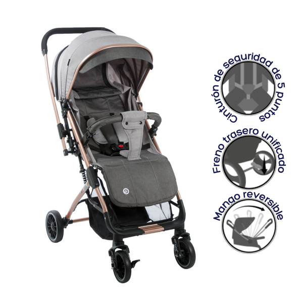 COCHE MALETA TURIN EB137 GRIS CLARO EBABY