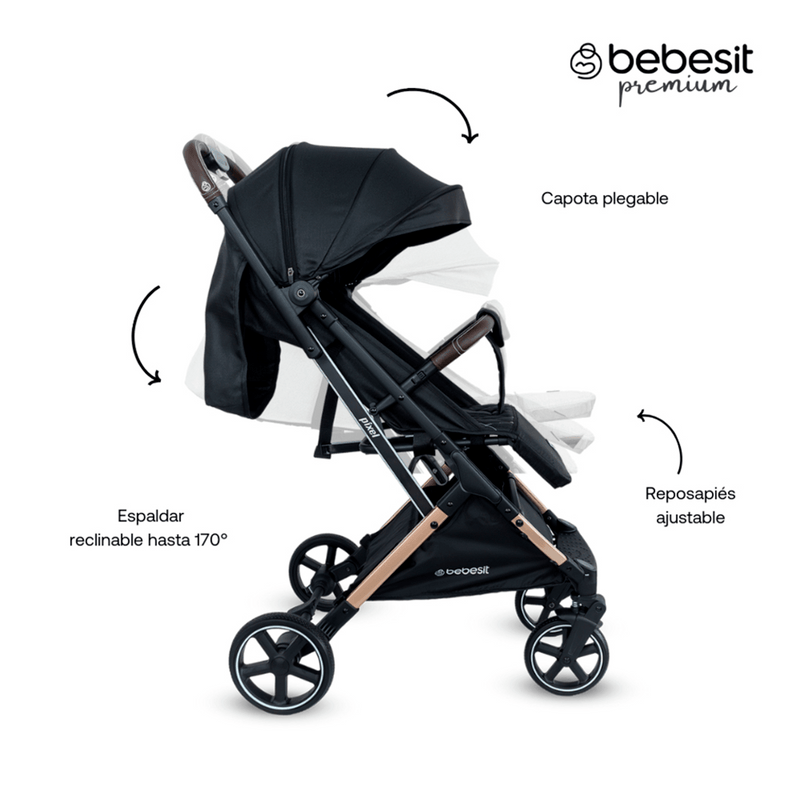 COCHE TRAVEL SYSTEM COMPACTO PIXEL JTS602 BEBESIT NEGRO -