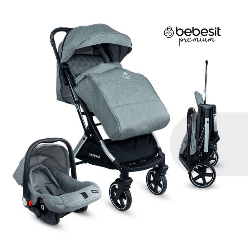 COCHE TRAVEL SYSTEM COMPACTO PIXEL JTS602 BEBESIT GRIS -