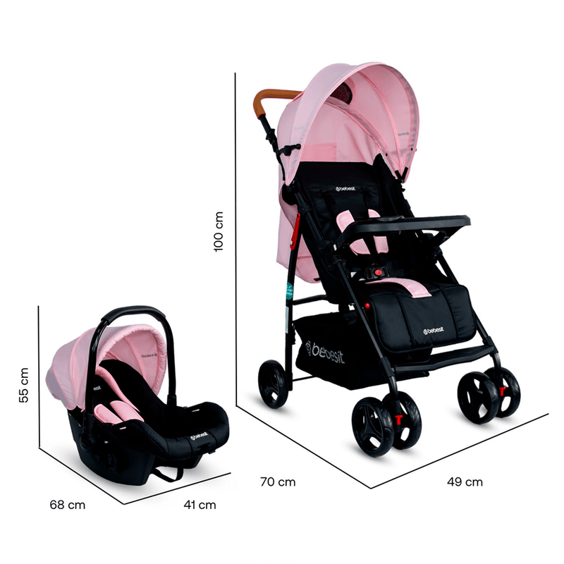 COCHE TRAVEL SYSTEM SUMMER JC2019 BEBESIT ROSADO-