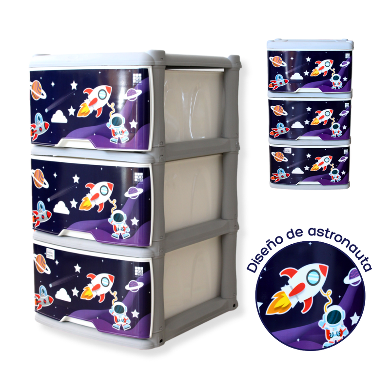 ORGANIZADOR DECORADO ASTRONAUTA X3 RIMO