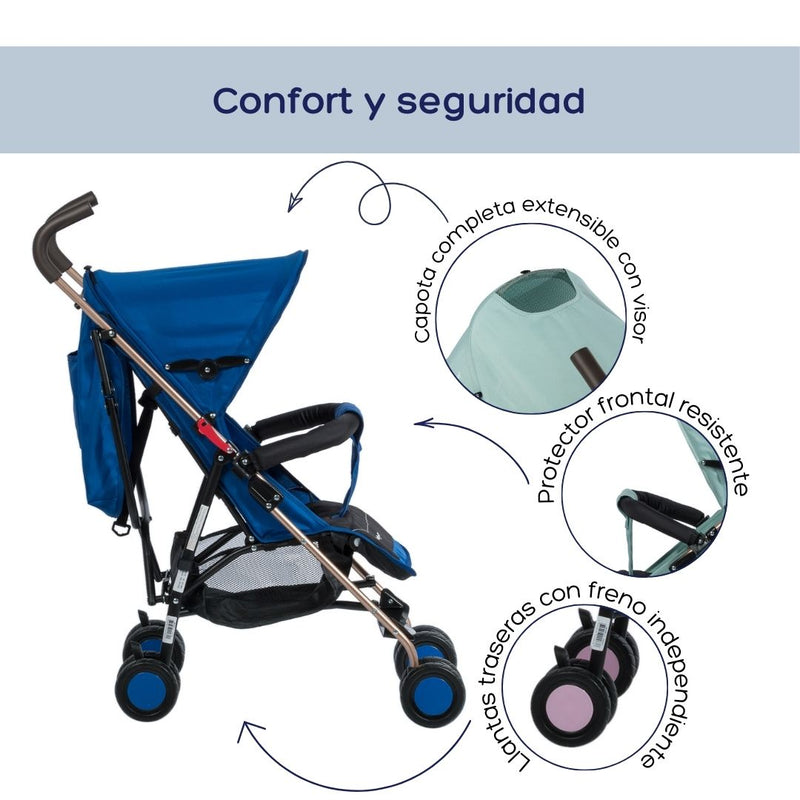 COCHE PASEADOR BASTON ZAZU EB217 AZUL EBABY