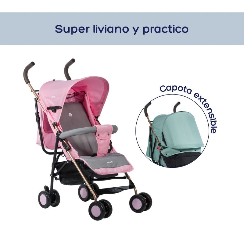 COCHE PASEADOR BASTON ZAZU EB217 ROSADO EBABY