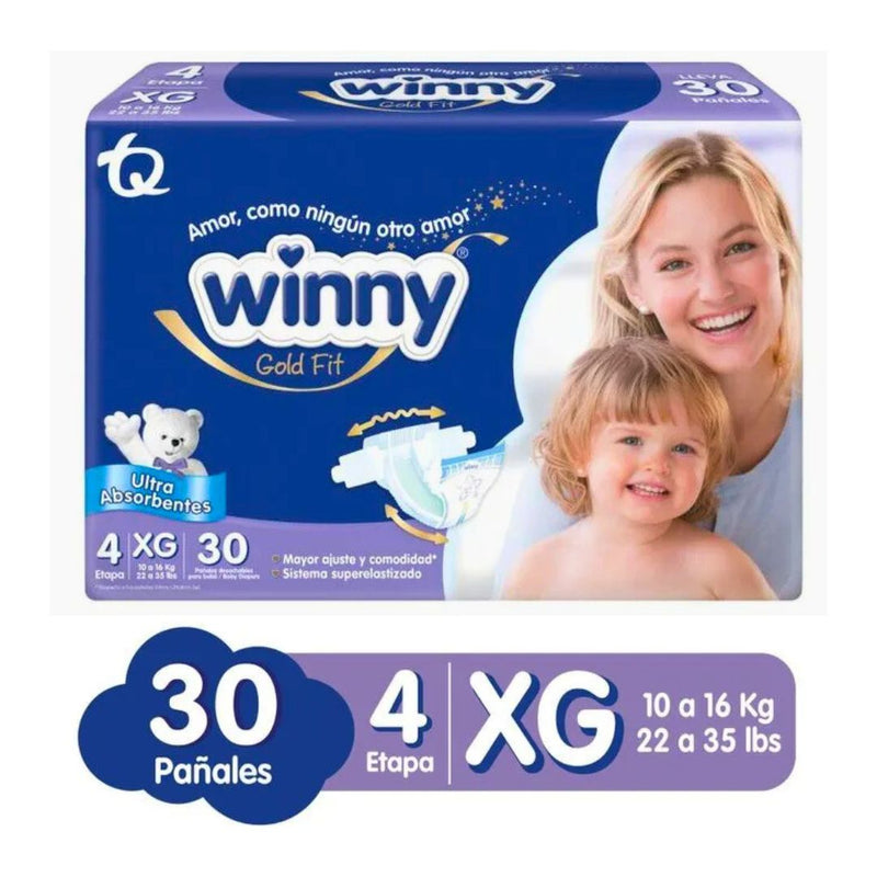 PAÑALES WINNY GOLD ETAPA 4 X30 UND