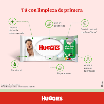 TOALLITAS HÚMEDAS HUGGIES LIMPIEZA EFECTIVA X96 UND