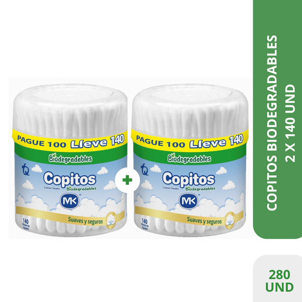 COPITOS BIODEGRADABLES 2 PAQUETES X140 UNIDADES MK