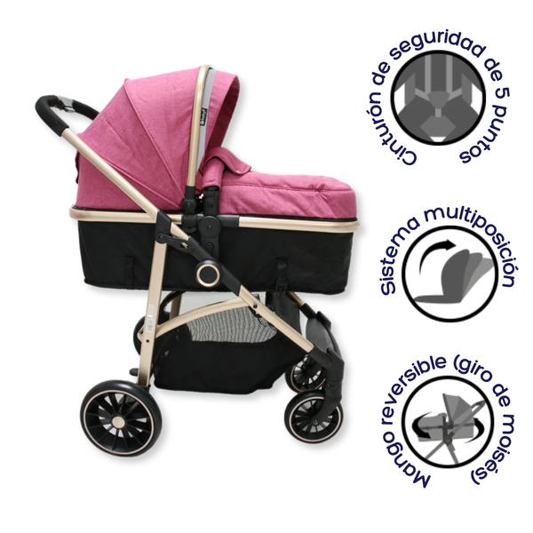 COCHE MOISES CARRI DELUXE EB129 ROSADO EBABY