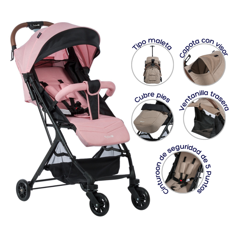 COCHE MALETA KALAN EB191 ROSADO EBABY