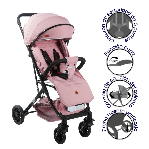 COCHE MALETA BALU EB138 ROSADO EBABY