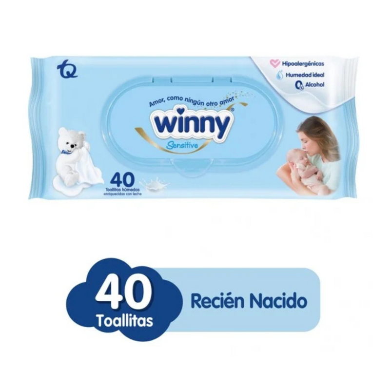 TOALLITAS HÚMEDAS WINNY RECIÉN NACIDO 40 UND