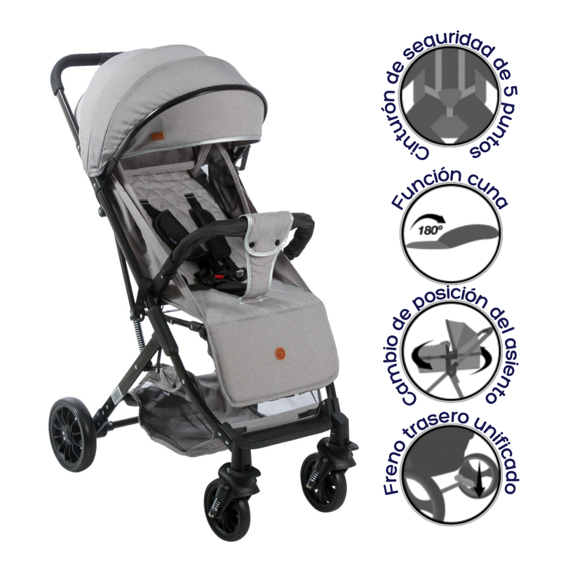 COCHE MALETA BALU EB138 GRIS CLARO EBABY