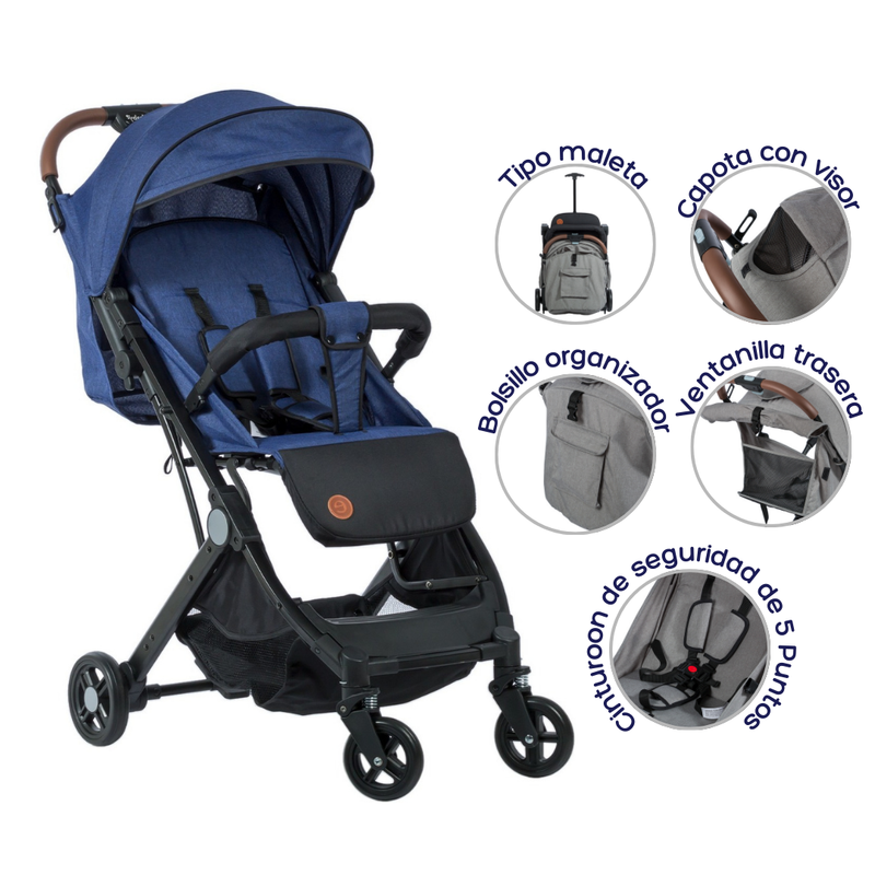 COCHE PASEADOR MALETA COMPACT EB195 AZUL EBABY