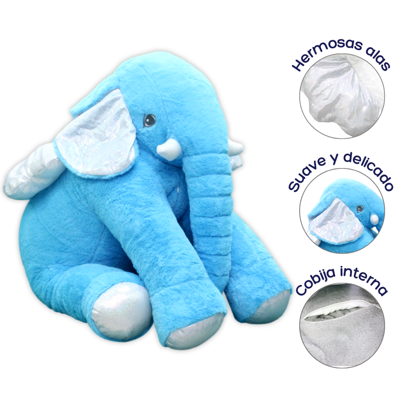 ALMOHADA ELEFANTE + COBIJA ¡SUAVE, TIERNO Y PERFECTO PARA TU BEBÉ! LA GLORIA