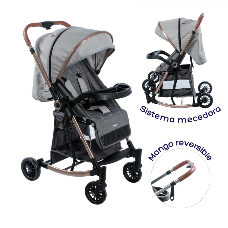 COCHE MECEDORA BOUNCY EB116 GRIS CLARO EBABY