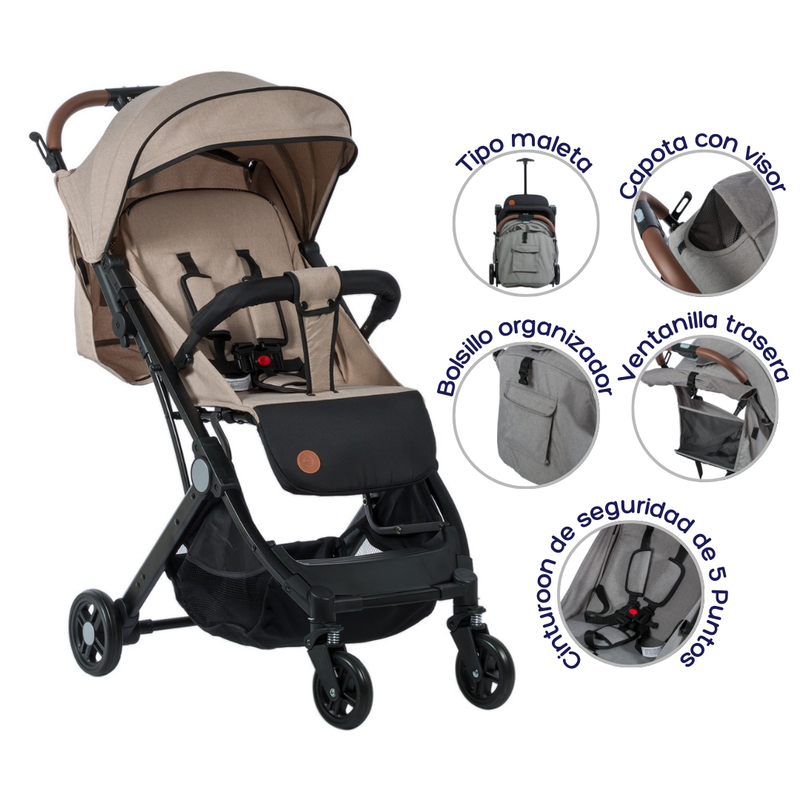 COCHE PASEADOR MALETA COMPACT EB195 BEIGE EBABY