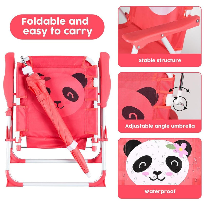 SILLA PLAYERA CON SOMBRILLA PARA NIÑOS ESTAMPADO DE PANDA 093-557 MUNBE