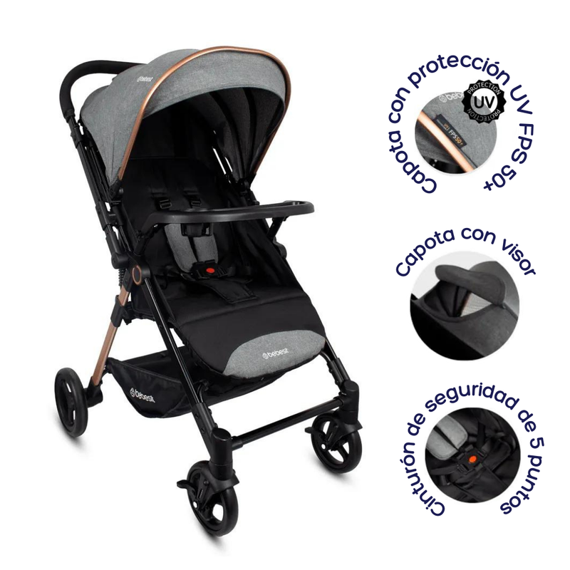 COCHE REVERSIBLE CITY JC100 - GRIS BEBESIT