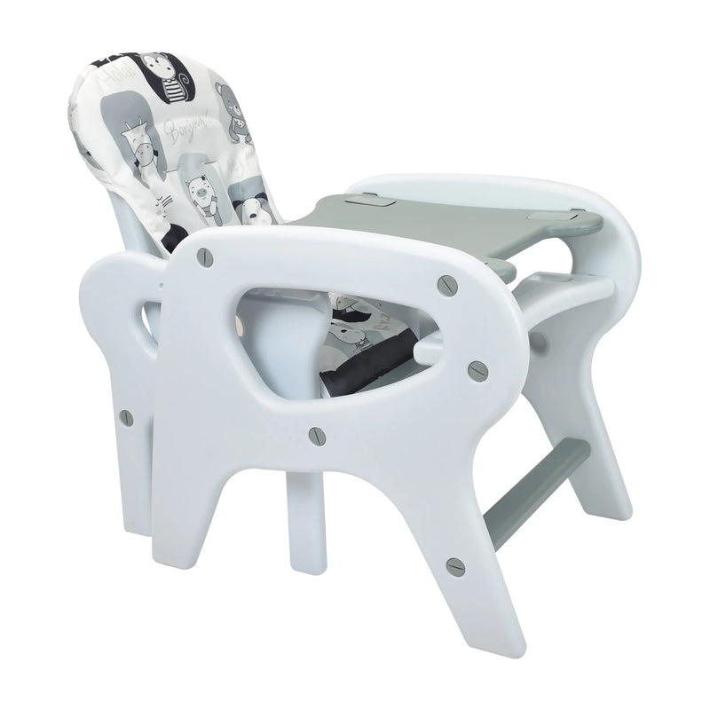 SILLA COMEDOR PARA BEBÉ 3 EN 1 CON DISEÑO DE ANIMALITOS PCM-10 PRIORI GRIS