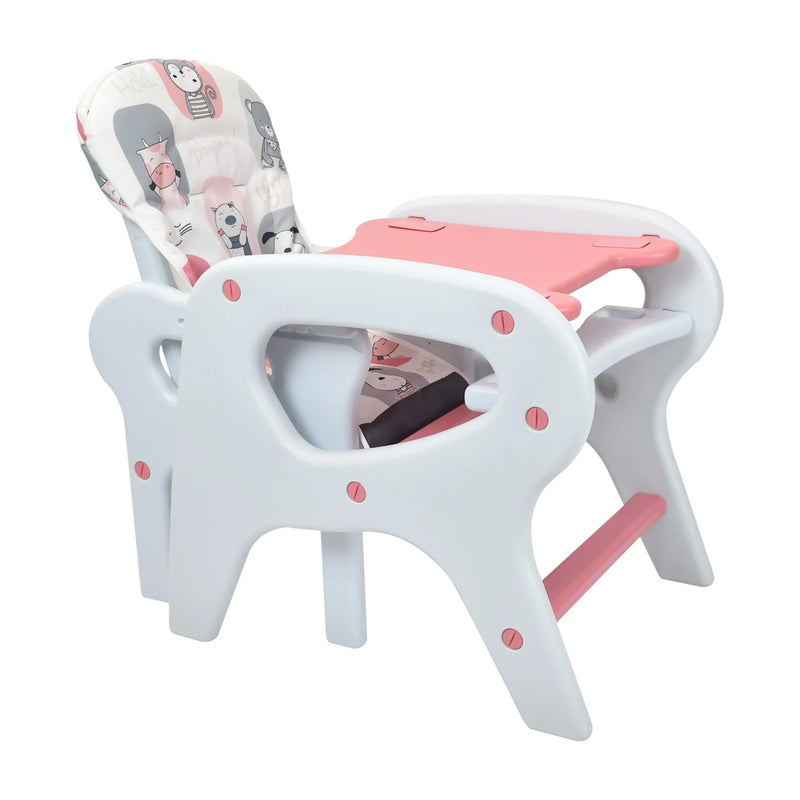 SILLA COMEDOR PARA BEBÉ 3 EN 1 CON DISEÑO DE ANIMALITOS PCM-10 PRIORI ROSADO