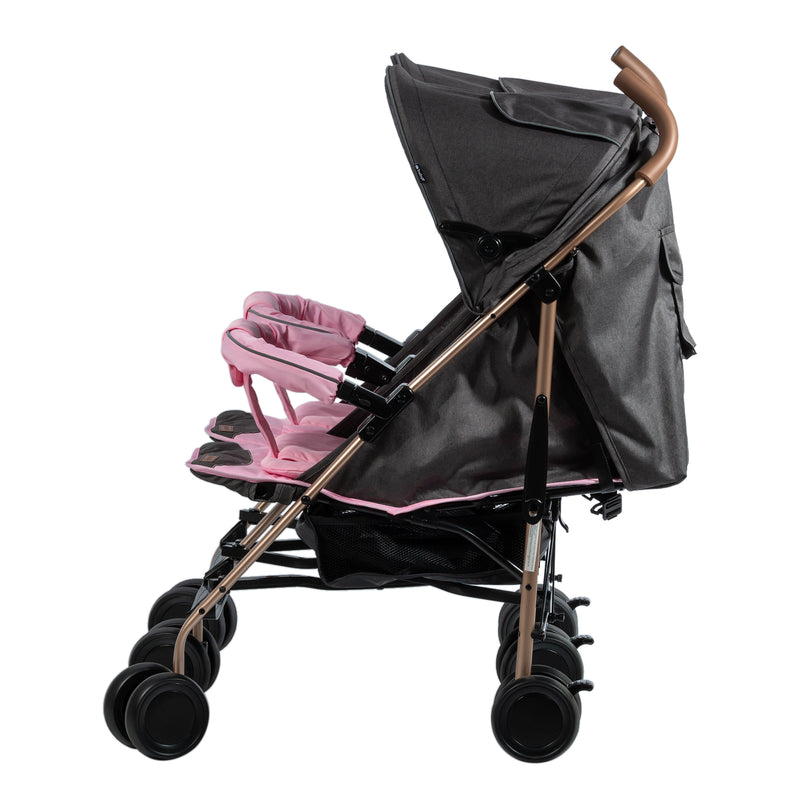 COCHE GEMELAR DANTERO EB1264-1 ROSADO EBABY