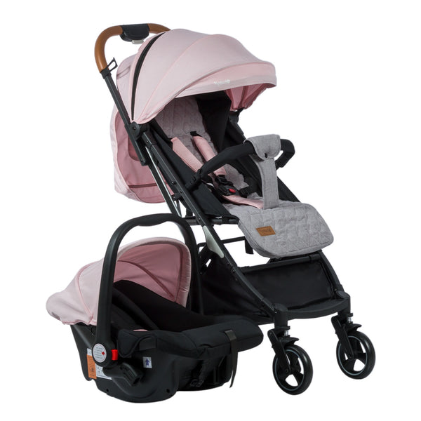 COCHE MALETA CON PORTABEBÉ HAPPY TRAVEL EB198 ROSADO EBABY