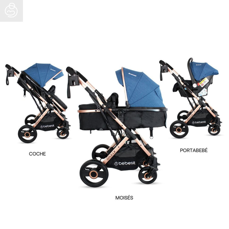 COCHE TRAVEL SYSTEM GOLD LX TS619 BEBESIT AZUL -